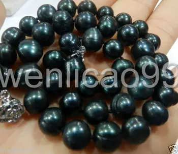 

GENUINE 9-10MM BLACK NATURAL TAHITIAN PEARL NECKLACE 18"