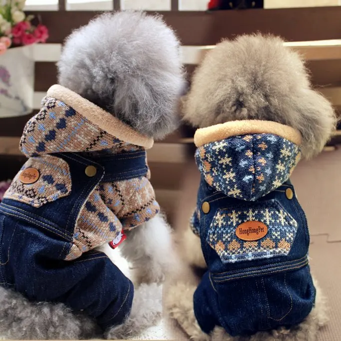

Clothes For Dogs Chihuahua Coffee Blue Denim Snow Pets Cats Overalls For Puppy Small Animals Yorkshire Dachshund Wholesale