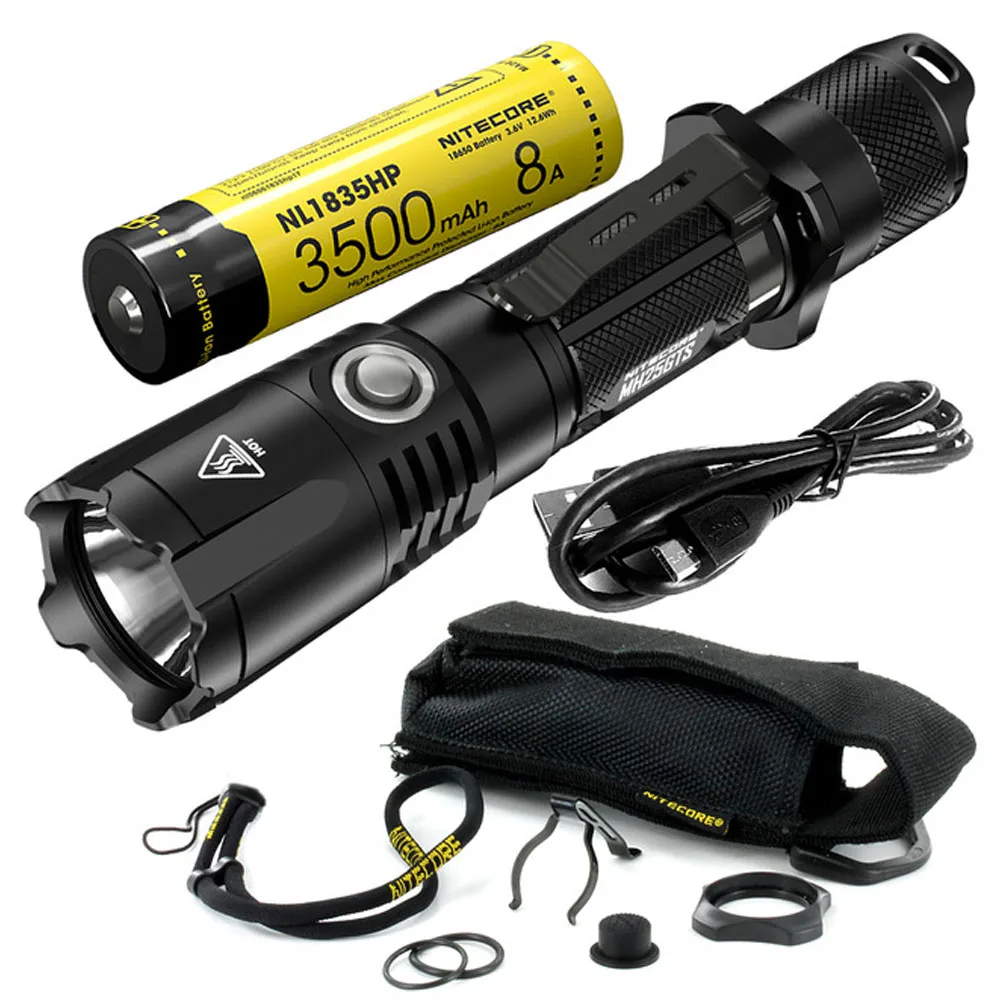 NITECORE MH25GTS USB Перезаряжаемый фонарик CREE XHP35 HD max 1800 люмен факел луч бросок 304 метра с 3500 mAh 8A батареей