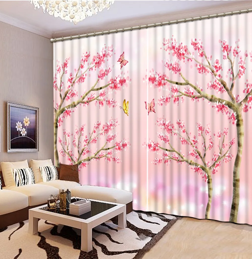 

Pink scenery 3D Window Curtains For Bedding room Curtains for living room Home Decoration