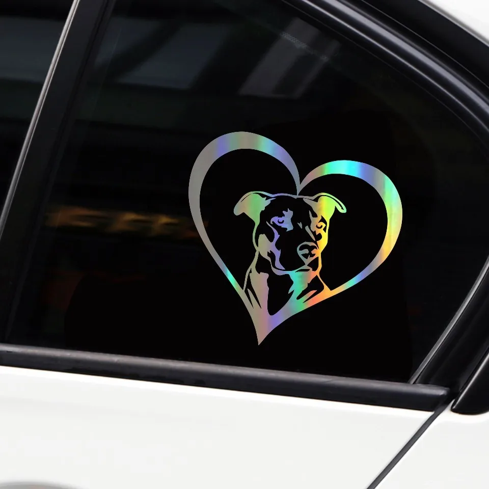 PITBULL HEART Animal Car Stickers Decals Creative Fashion Car Styling Decoration Accessories Black Silver Laser 15.215 (10)