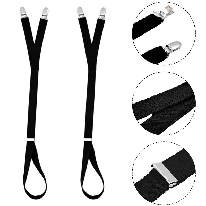 1 Pair Y-shape Shirt anticrease garter Elastic Adjustable Shirt Holders Crease-Resistance Belt With Strong Metal Clips Suspender