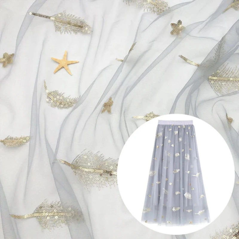 130X100 см блестящая вышитая блестками сетчатая ткань для юбки-пачки платье для свадебной вечеринки одежда ручной работы Украшение Тюлевая ткань