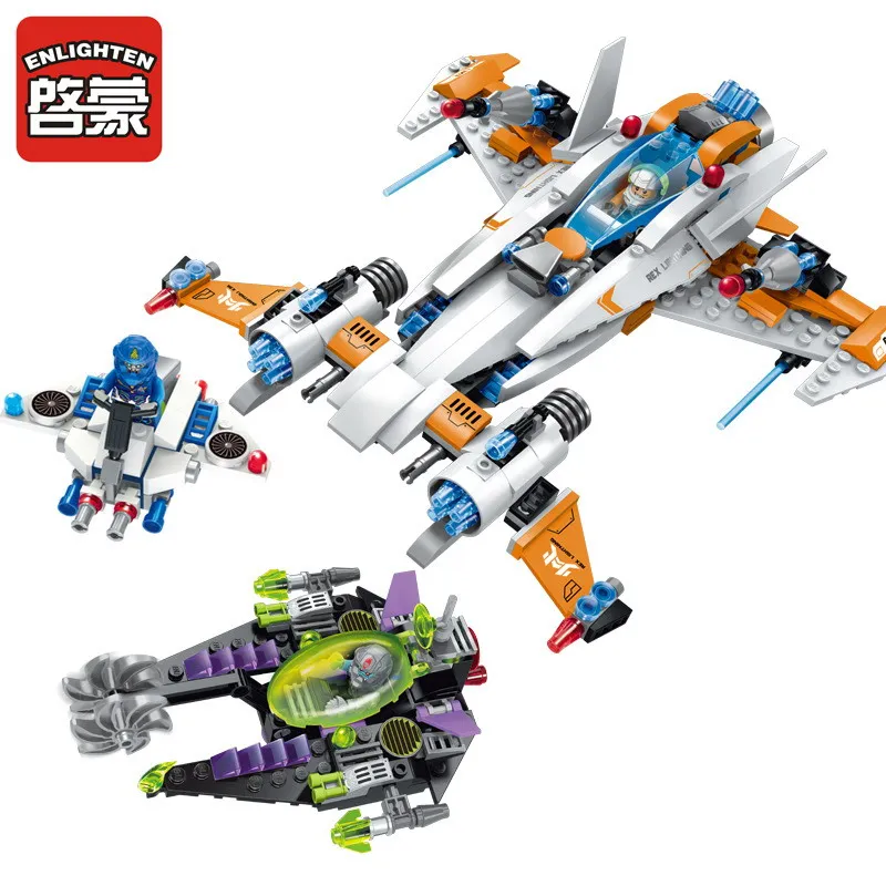 

1615 ENLIGHTEN Space Adventure Chase Destroyer 3 Dolls Model Building Blocks Action Figure Toys For Children Christmas Gift