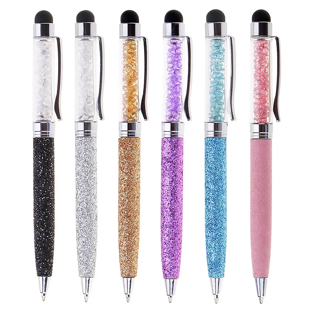 

Metal 2-in-1 Crystal Capacitive Touch Screen Stylus Ballpoint Pen Glitter Handle