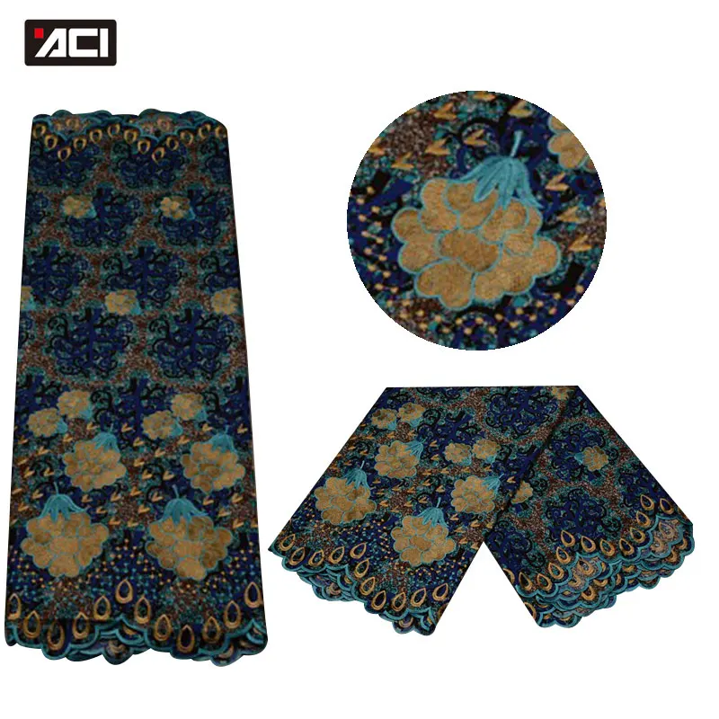 

ACI 6 Yards African Wax Lace Fabric High Quality Polyester Ankara Veritable Wax Hollandais Tissu Africain Super Hollandais Wax