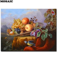 На заказ 5d алмазная вышивка, фрукты с птицей, алмазная вышивка крестиком, полная, квадратные стразы, Европейский натюрморт, наклейка