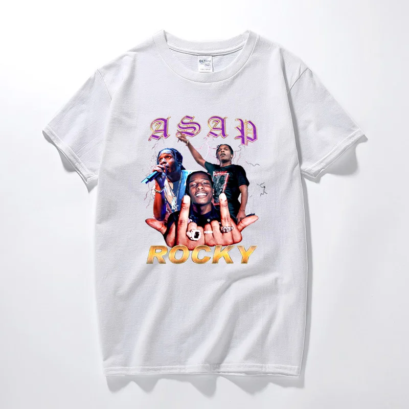 Рок Asap Rocky Мужская футболка Новая летняя хип хоп рубашка Camisetas Hombre уличная 100%