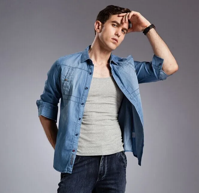 2014 autumn Wear Men Jeans Shirt Denim 