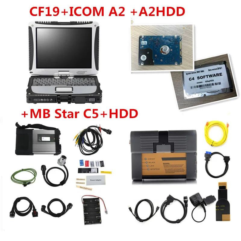 

2019.03 Super MB Star C5 DiagnoseMultiplexer with Software and for B-MW Icom a2 with Software 2 HDD with laptop toughbook CF19