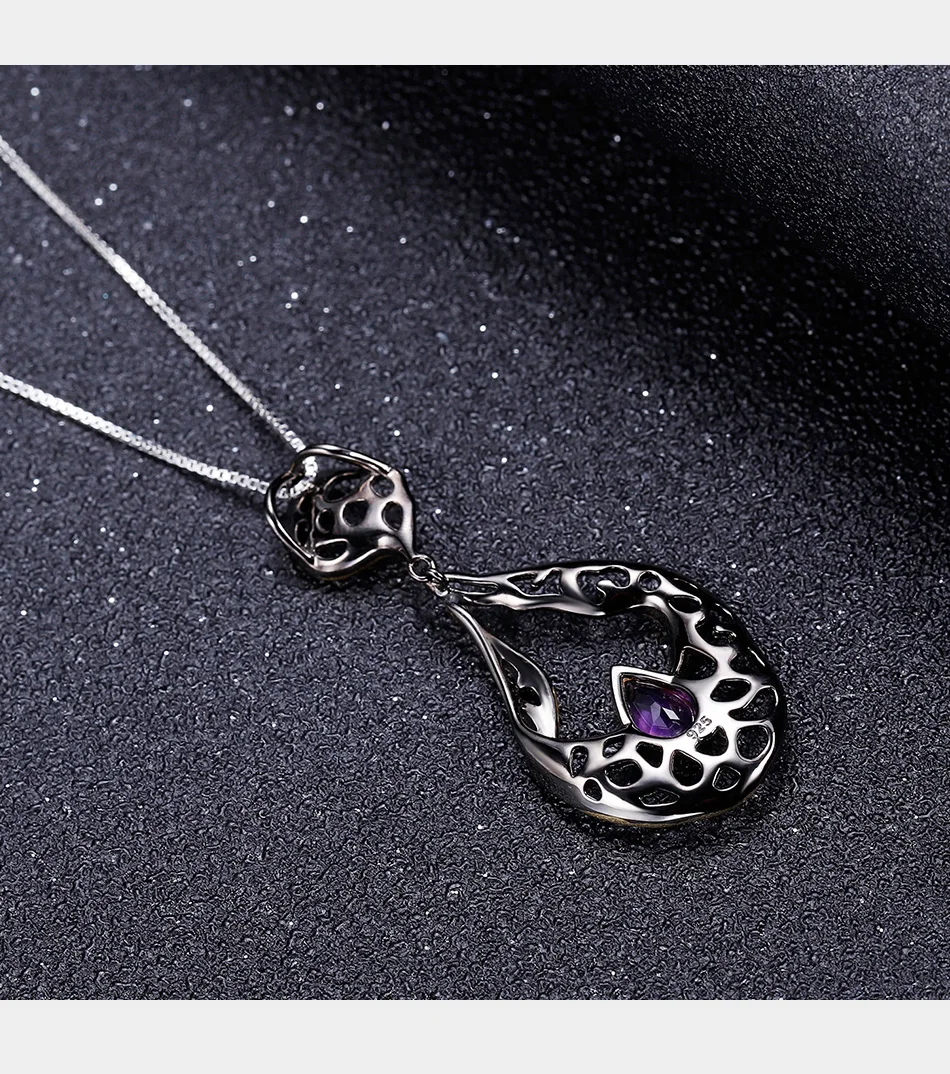 GEM'S BALLET, 0.86Ct, натуральный аметист, 925 пробы, серебро, Ретро стиль, полый элемент, подвеска, ожерелье для женщин, свадебное, хорошее ювелирное изделие
