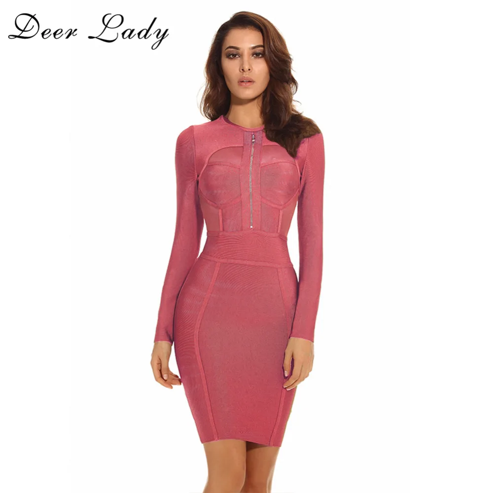 2016 Chiristmas Sukienka Kobiety Rayon Bandaża Sukni Sexy Kobiety Mesh Bandaża Sukni Z Długim Rękawem Bodycon Sukienki HL Bandge Hurtownie