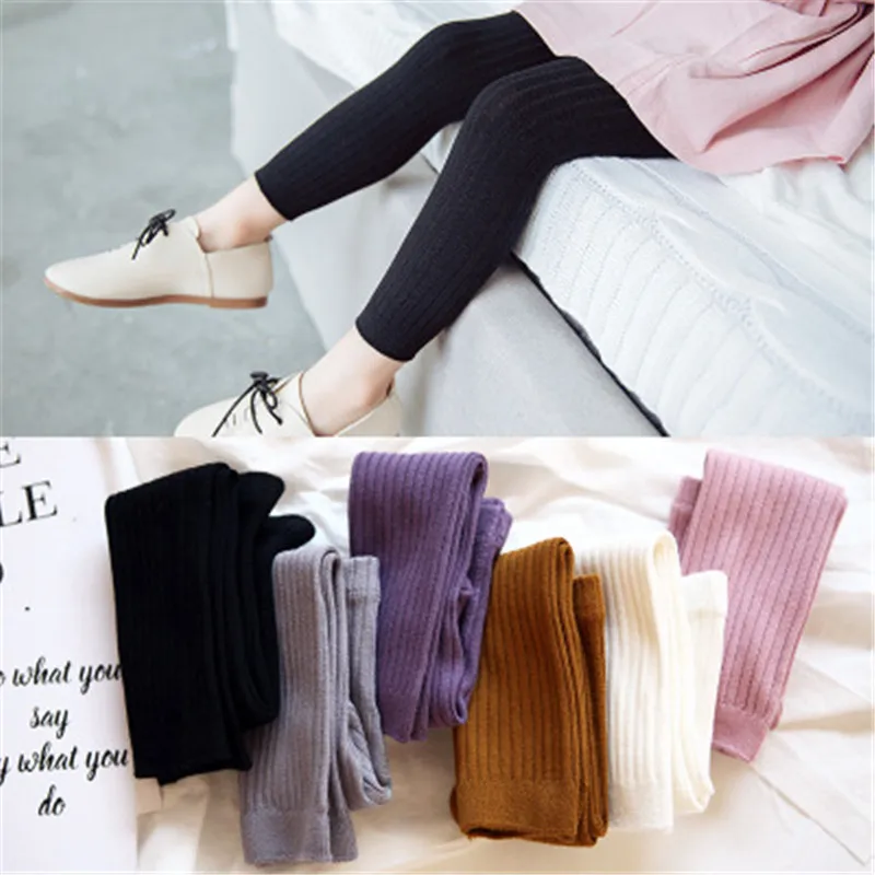 

Girls Pencil Pant Autumn Winter Kids Korean Knitted Leggings Solid Color Legging Baby Toddler Casual Ankle-length Luster