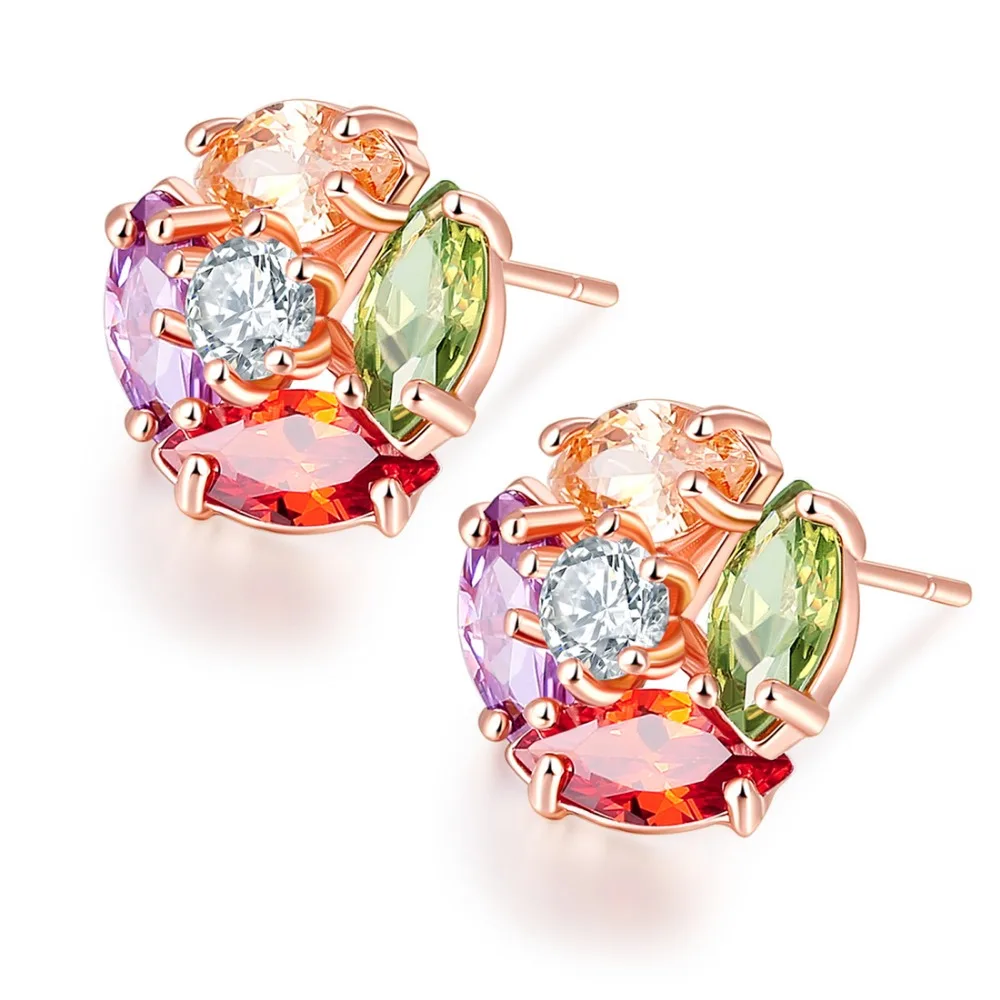 

Ociki Cubic Zirconia Cute Colourful Crystal Earrings Stud Bohemia Jewelry Wholesale for Women Girls Gift Drop Shipping