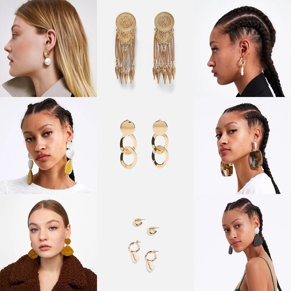

Girlgo 32 Design Za Maxi Chains Dangle Earrings For Women Trendy Rhinestone Statement Pendant Earrings Boho Brinco Party Jewelry
