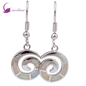 

Unique Design White Opal Earrings Silver Color Filled Jewelry Earrings For Women Bijouterie E040
