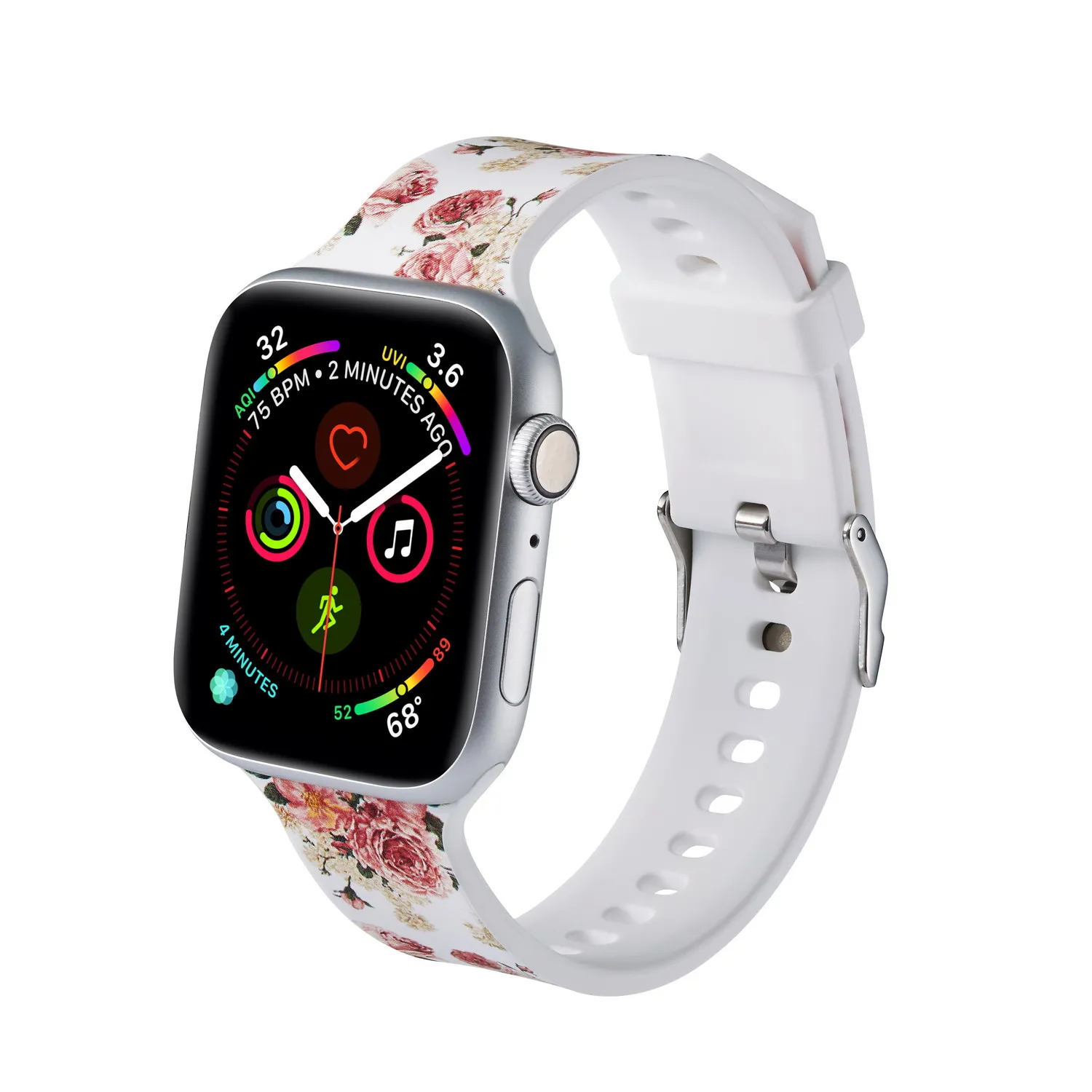 1 Женский силиконовый ремешок для Apple Watch Band 44 мм 38 мм 42 мм 40 мм Мягкие Цветочные Широкие ремешки для Apple Watch 4 3 2 1 - Цвет: 1