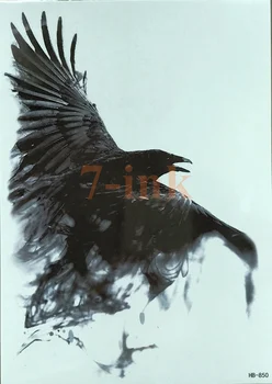 

Crow Raven auto arm owl devil skull color tiger water Temporary Tattoo body art Fake Tattoo Flash tatto for women men