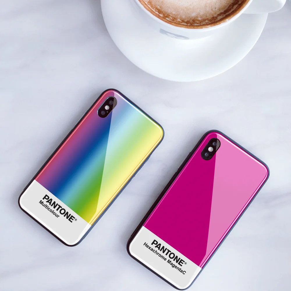 DIY Pantone чехол из закаленного стекла для телефона для iPhone 8 7X6 6S Plus заказной чехол для телефона для iPhone 11 Pro XS MAX XR 5 5S SE