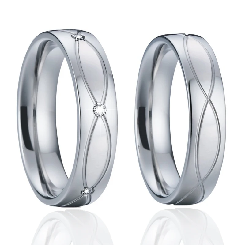 Silver color Wedding Band Promise Rings Never fade Surgical Healthy Stainless Steel Jewelry Engagement Couple Rings