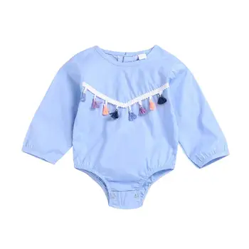 

Autumn Baby Newborn Girls Tassel Design Jumpsuit Long Sleeve Infant Casual Bodysuit Outfits 0-24M