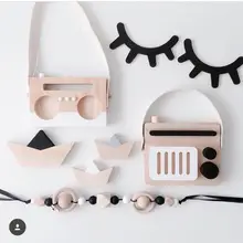 Нордический Подвесной деревянный радиоприемник с камерой, игрушки для детей, подарок 17*11 см, декор комнаты, предметы интерьера, рождественские подарки для детей, деревянная игрушка