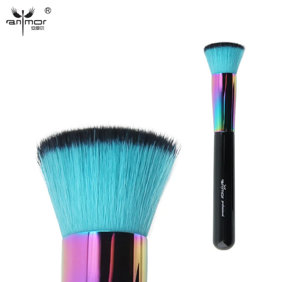 Anmor Colorful Flat Kabuki Brush Synthetic Hair Professional Makeup Brushes for Make Up CFCA A06