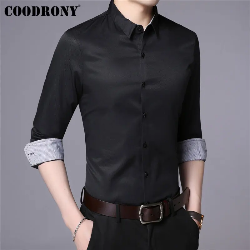 COODRONY, брендовая мужская рубашка, мягкий хлопок, Camisa Masculina, осень, Новое поступление, рубашка с длинным рукавом, мужская, деловая, повседневная, мужские рубашки, 96025