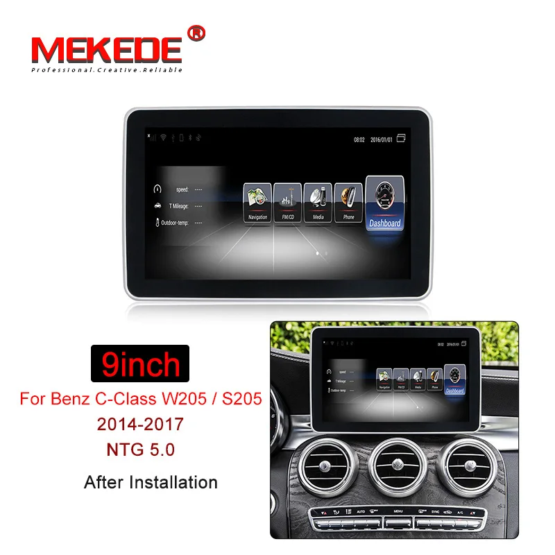 Best MEKEDE 4G LTE 9inch Car audio radio DVD player for Benz C class W205 S205 2014-2017 with gps navigation radio wifi BT 3+32G 0