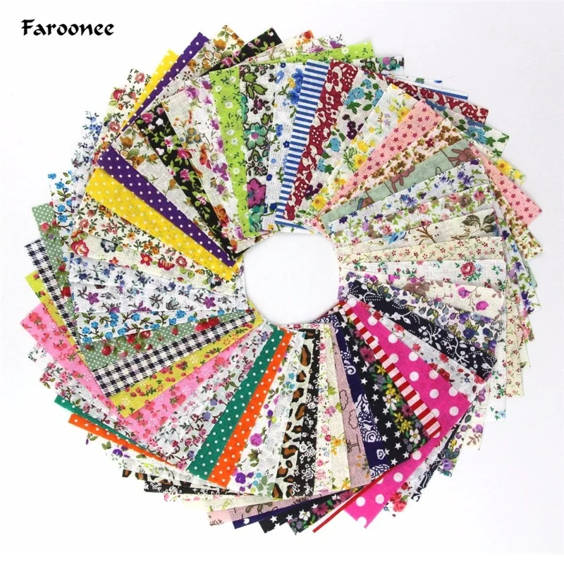 

Faroonee 50Pcs Multi Color Brand Cotton Bundle Fabric Patchwork Textile DIY Sewing Fabric For Doll Clothes Bags 10*10 cm