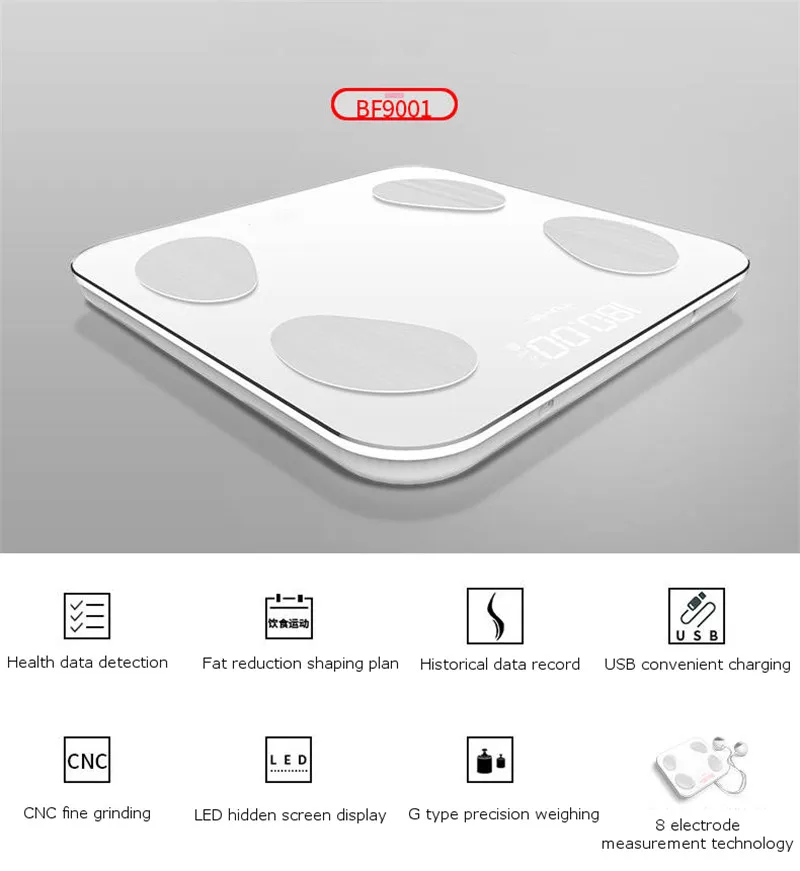 Bluetooth весы напольные весы для ванной весы с Умной подсветкой Дисплей весы BMI вес тела 4/8 электрод весы для жира