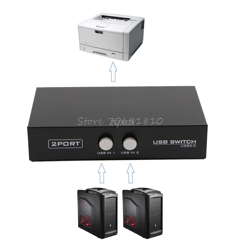 

2 Ports USB2.0 Sharing Device Switch Switcher Adapter Box For PC Scanner Printer Z07 Drop ship