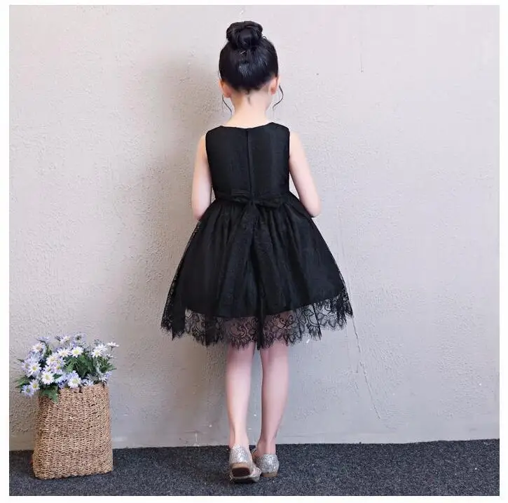 Черные платья без рукавов для девочек-подростков; элегантное платье для крещения на день рождения; вечерние платья для девочек