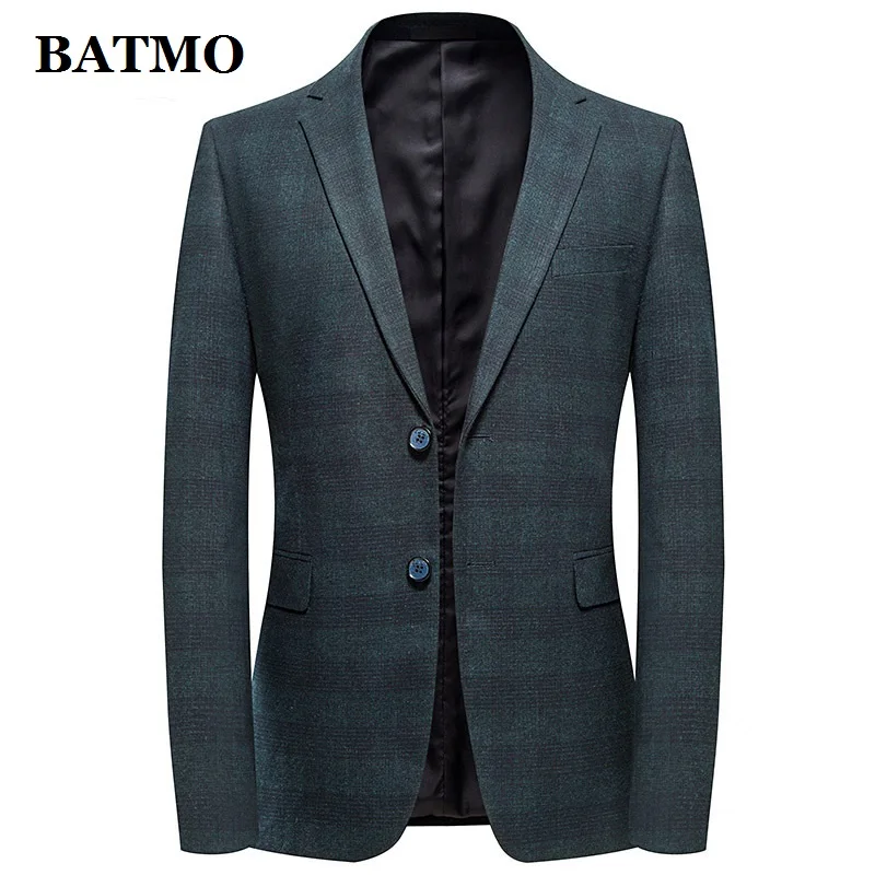 

Batmo 2019 new arrival high quality cotton plaid casual blazer men,men's suits jackets ,casual jackets men 7908