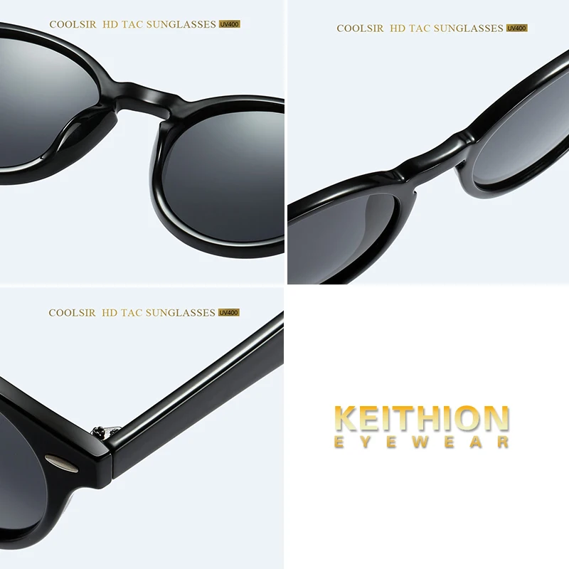 KEITHION Brand Design Sunglasses women Mens Polarized Vintage Round  Fashion Driving Outdoor Eyewear