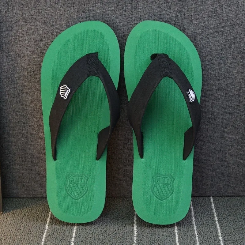 Вьетнамки для мужчин; легкие летние Вьетнамки; удобные шлепанцы с ремешками; пляжные шлепанцы; очень большие размеры; мужская пляжная обувь флип-флоп - Цвет: Зеленый