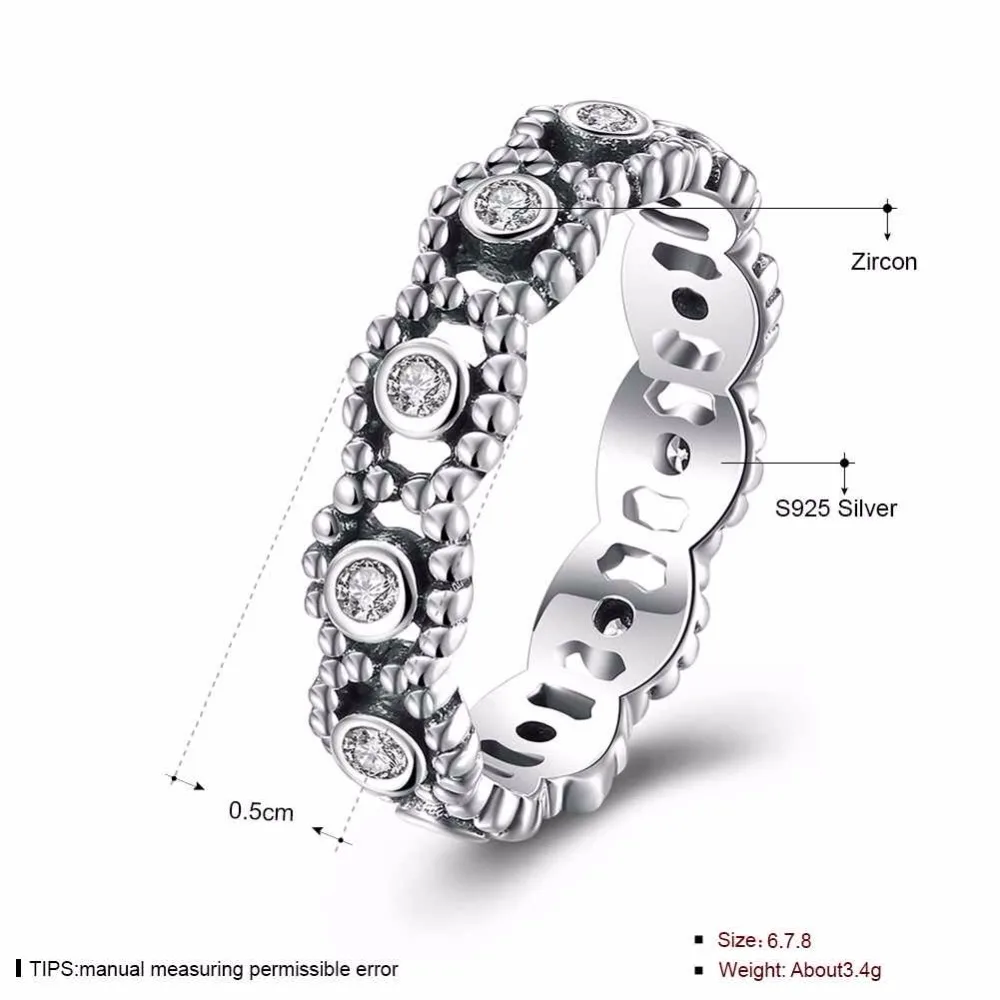Solid 925 Sterling Silver Ring Vintage Style Cubic Zirconia Fashion OL Jewelry Rings For Women New 2017 (JewelOra RI102612)