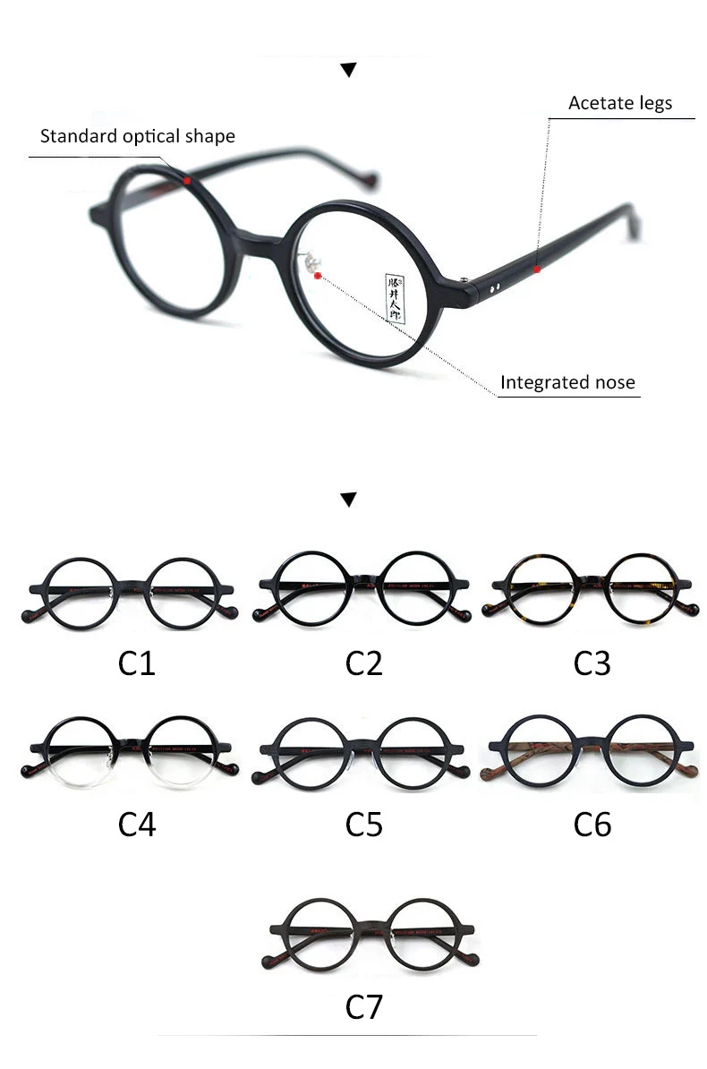 Высококачественные очки из ацетата ручной работы для мужчин и женщин, винтажные круглые оправы для очков, фирменный дизайн с коробкой FT2171109