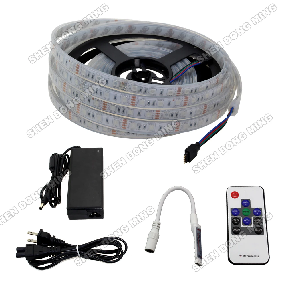 led light Injection waterproof IP68 changeable color RGB led strip set 5050 SMD 60led/m+10 keys