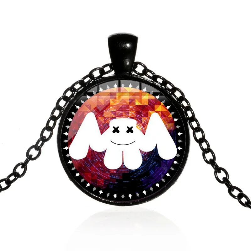 

Hip-hop marshmello DJ Time gem Alloy glass pendant necklace Fashion hanging accessories Creative gift for kids Party favors