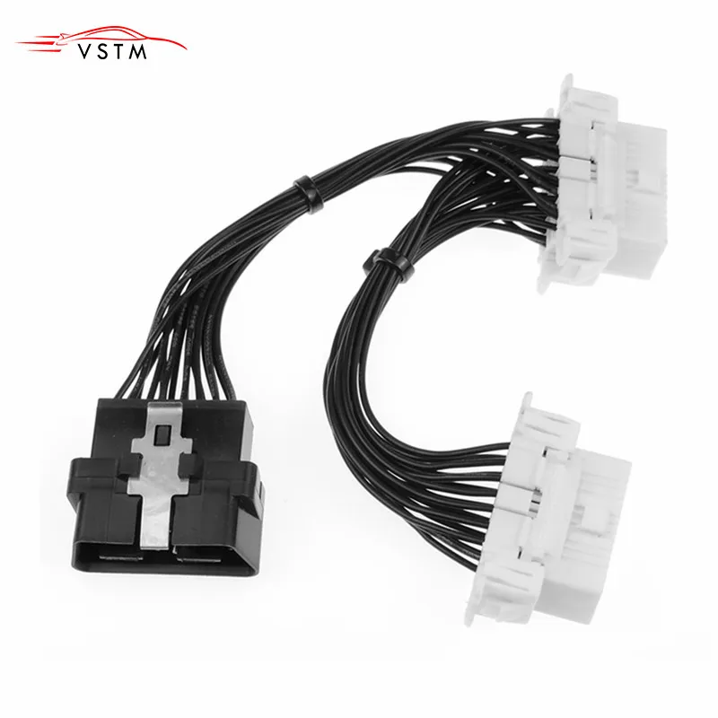 Новый 16 pin OBD2 OBDii OBD 2 разветвитель Удлинительный кабель с одним штекером на два