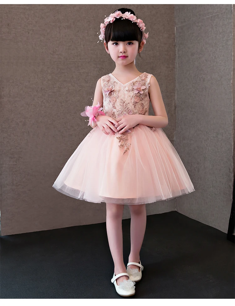 Платья с цветочным узором для девочек; Glizt; розовое кружевное платье с аппликацией для девочек; свадебное платье со шлейфом; платья костюмы для детей; Детская летняя одежда