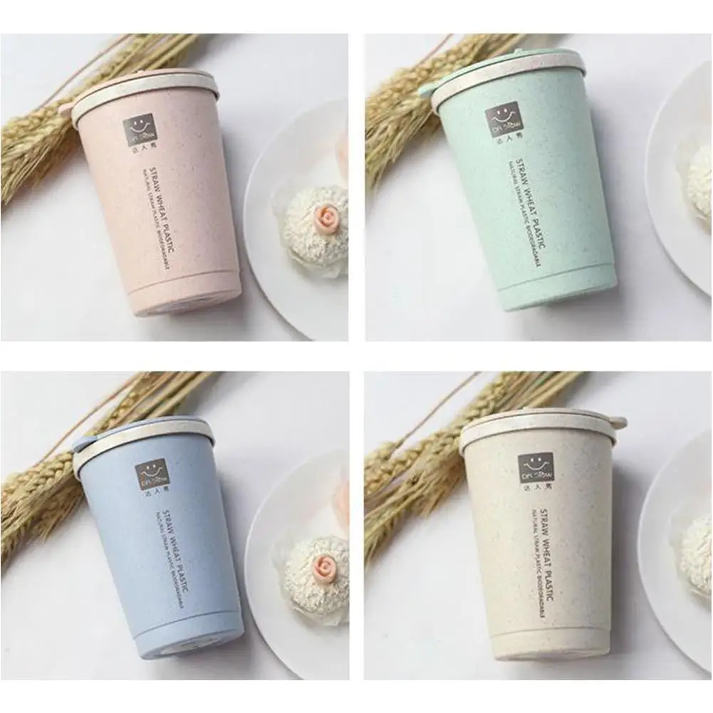 

280ML Double-wall Heat Insulation Thermal Wheat Straw Water Bottle Sealed Lid Coffee Mugs Cup with Ventilation Hole Drinkware