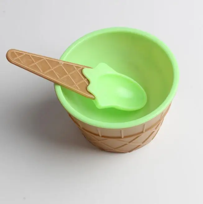 6/12 набор милые детские чаши для мороженого чашка для мороженого парные чашки для десерта миска для мороженого с ложка детские столовые приборы Bol# d - Цвет: Green