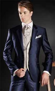 

Classic Design Two Button Dark Blue Groom Tuxedos Groomsman Men's Wedding Prom Suits Custom Made (Jacket+Pants+Vest+Tie) K:2
