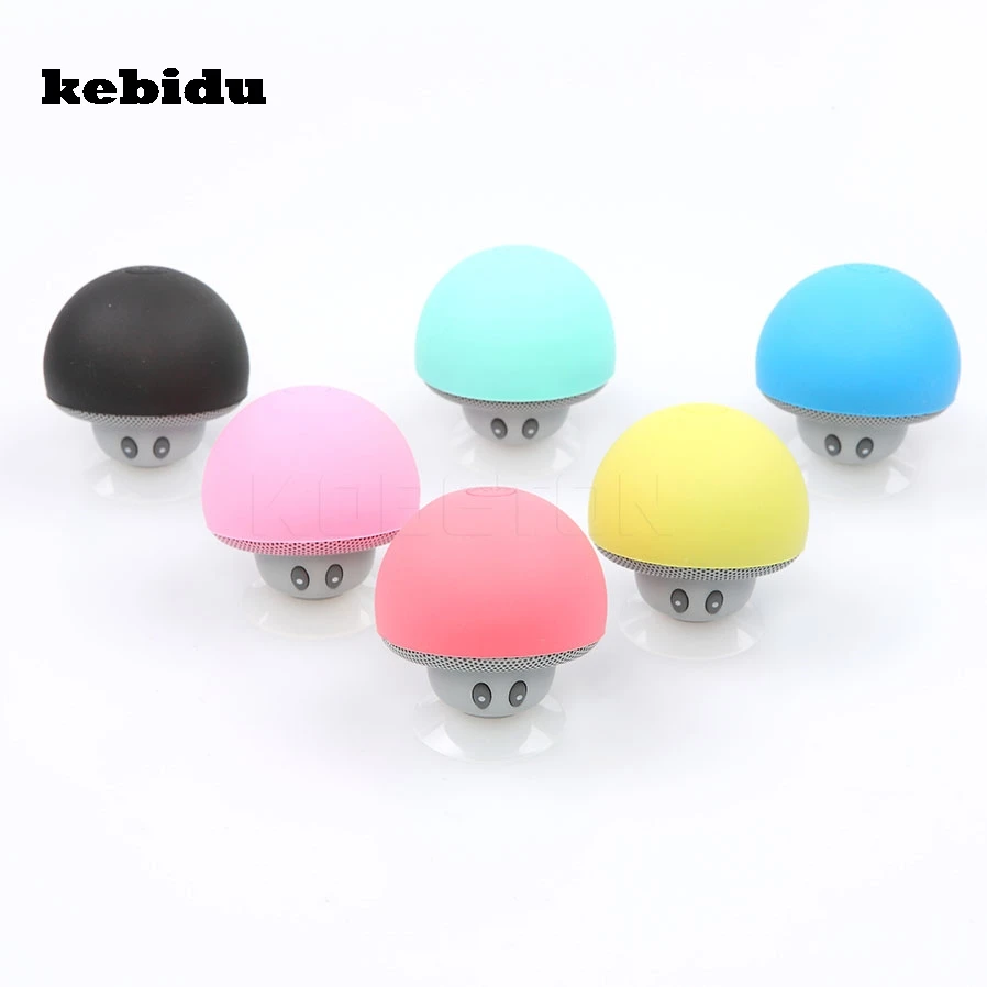 

kebidu Bluetooth Mushroom Mini Speaker with Mic Suction Cup Stereo Subwoofer Phone Holder Bracket Kickstand For phone Laptop