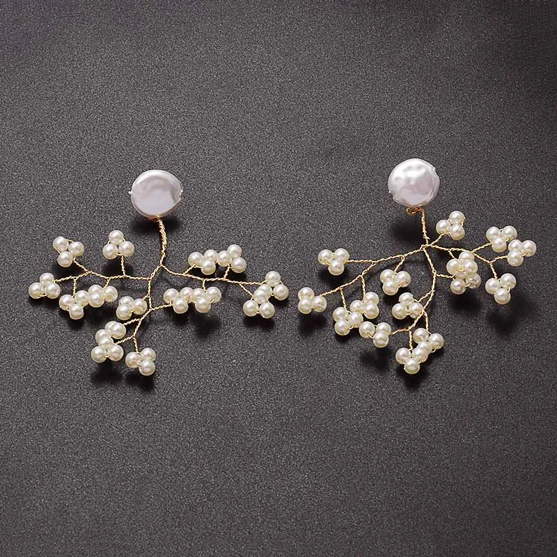 

ZA Hot Style Flower Pearl Long Earrings Drop Jewelry For Women High Quality Dangle Lightweight Pendientes Accessories Wholesale