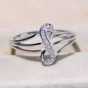 

Simple Fashion Eternity Infinity Luxury Jewelry Real 100% 925 Sterling Silver note Party Pave Clear CZ Women Wedding Ring Gift