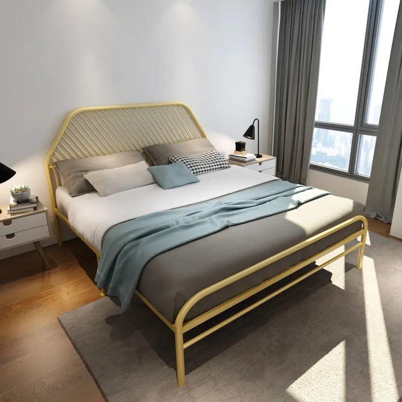 Modern contracted adult 1.8 meters iron art bed double bed children iron frame steel frame princess bed 1.2 meters 1.5