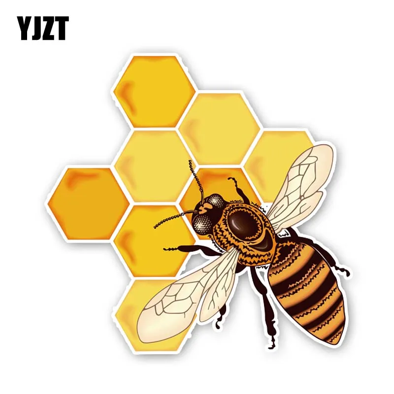 

YJZT 13CM*12.7CM Bees That Eat Honey Interesting PVC Decal Car Sticker 12-300580